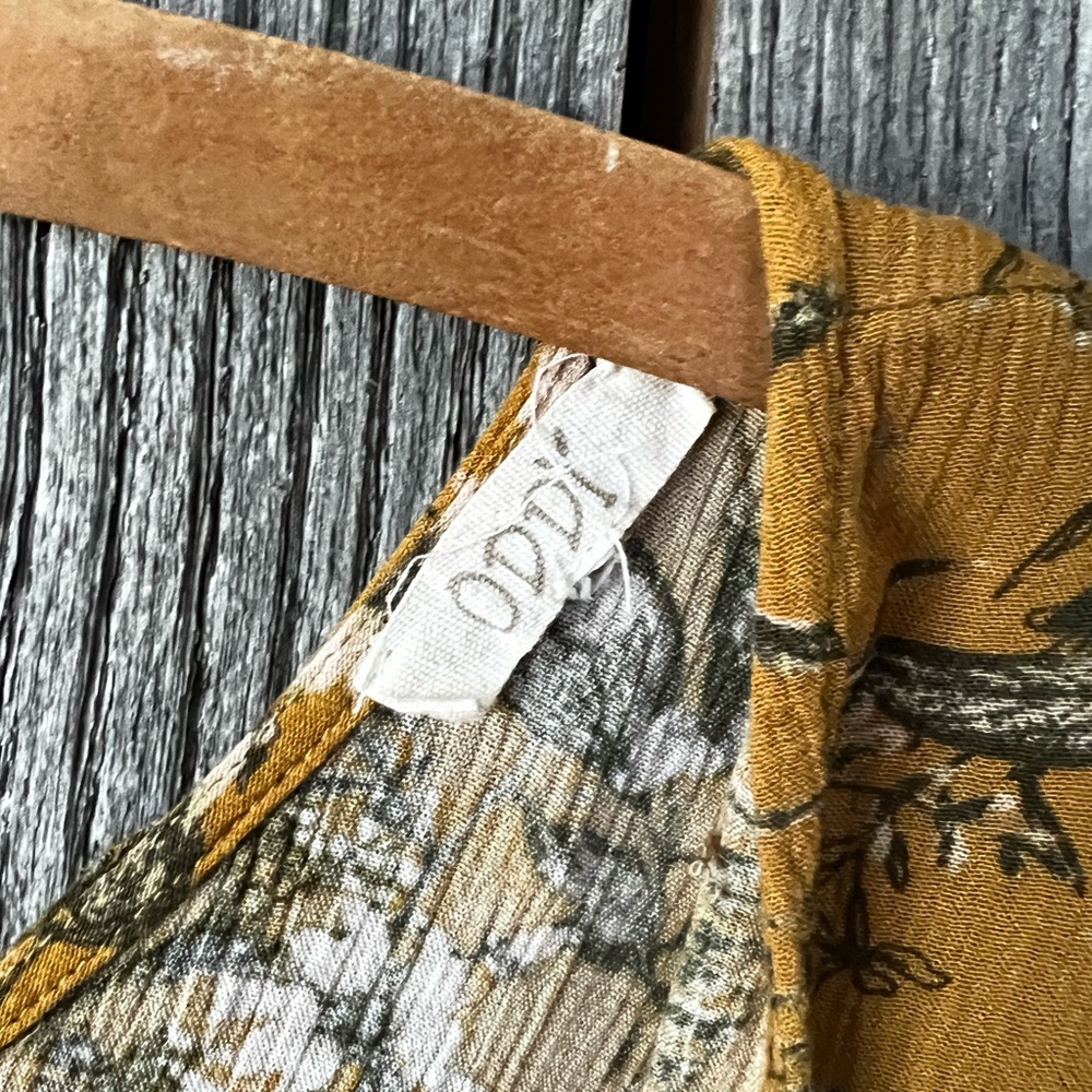 ODDY Floral Mustard and Olive Women's Top - Picture 4 of 6